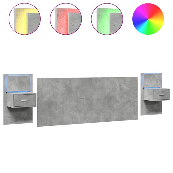 vidaXL Čelo postele se skř&iacute;ňkami betonově &scaron;ed&eacute; 200 cm kompozitn&iacute; dřevo