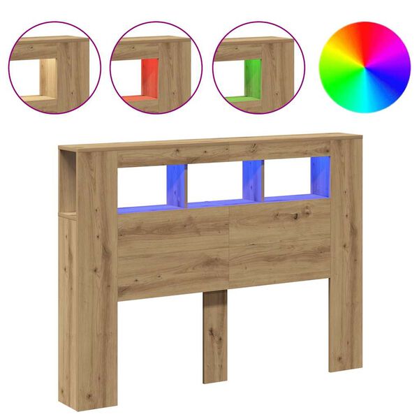 vidaXL Čelo postele LED dub artisan 140x18,5x103,5 cm kompozitn&iacute; dřevo