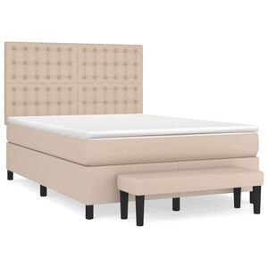 vidaXL Box spring postel s matrac&iacute; cappuccino 140x190 cm uměl&aacute; kůže