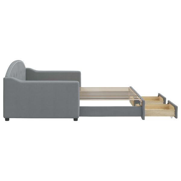 vidaXL V&aacute;lenda s přist&yacute;lkou a z&aacute;suvkami světle &scaron;ed&aacute; 90 x 190 cm textil