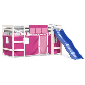 vidaXL Dětsk&aacute; patrov&aacute; postel se z&aacute;věsy růžov&aacute; 80 x 200 cm borovice