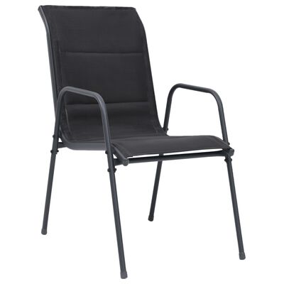 vidaXL Stohovatelné zahradní židle 4 ks ocel a textilen černé