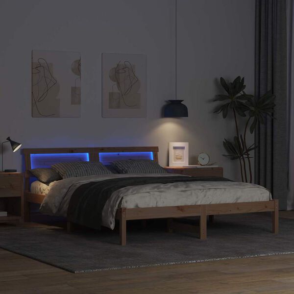 vidaXL R&aacute;m postele s čelo Hněd&aacute; 160 x 200 cm Masivn&iacute; borov&eacute; dřevo