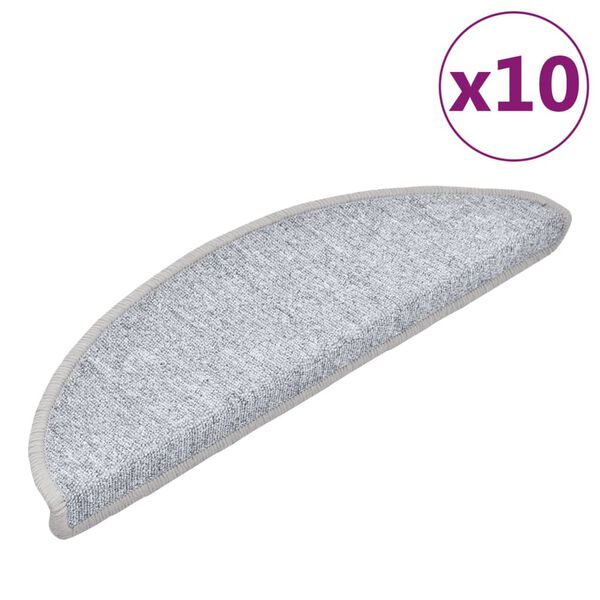 vidaXL Schodové rohože 10 ks 56 x 17 x 3 cm světle šedé, půlkulaté