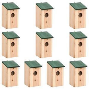 vidaXL Ptač&iacute; budky 10 ks masivn&iacute; jedlov&eacute; dřevo 12 x 12 x 22 cm