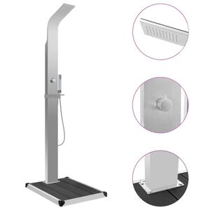 vidaXL Zahradn&iacute; sprcha s vaničkou WPC nerezov&aacute; ocel