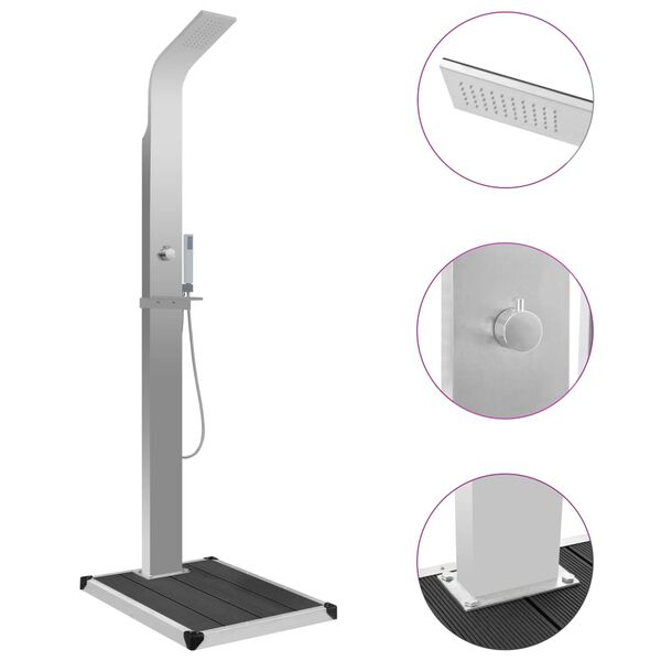 vidaXL Zahradní sprcha s vaničkou WPC nerezová ocel