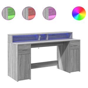 vidaXL Psac&iacute; stůl s LED &scaron;ed&yacute; sonoma 160 x 55 x 91 cm kompozitn&iacute; dřevo