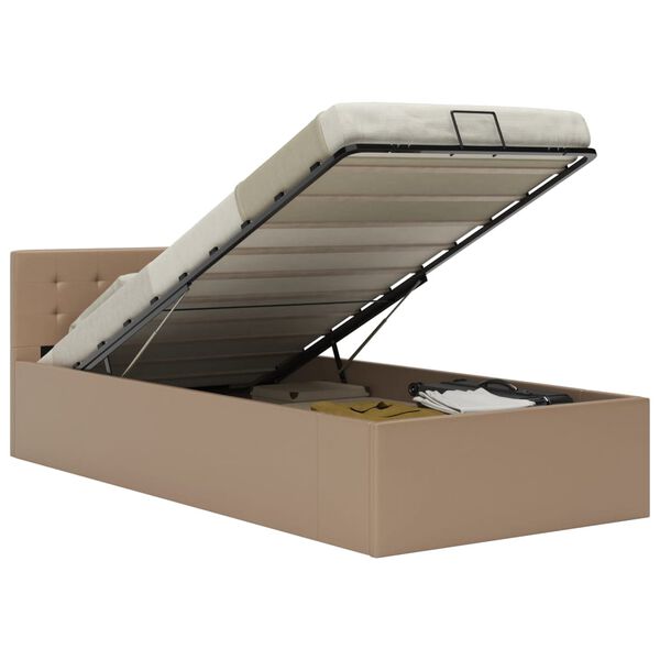 vidaXL Rám postele zvedací úložiště cappuccino umělá kůže 90 x 200 cm