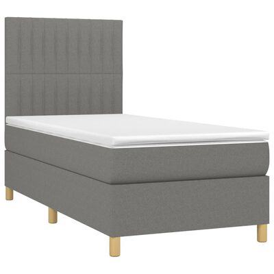 vidaXL Box spring postel s matrací tmavě šedá 100 x 200 cm textil
