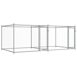 vidaXL Klec pro psy s dv&iacute;řky &scaron;ed&aacute; 4 x 2 x 1,5 m pozinkovan&aacute; ocel