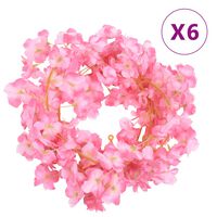 vidaXL Umělé květinové girlandy 6 ks tmavě růžové 180 cm