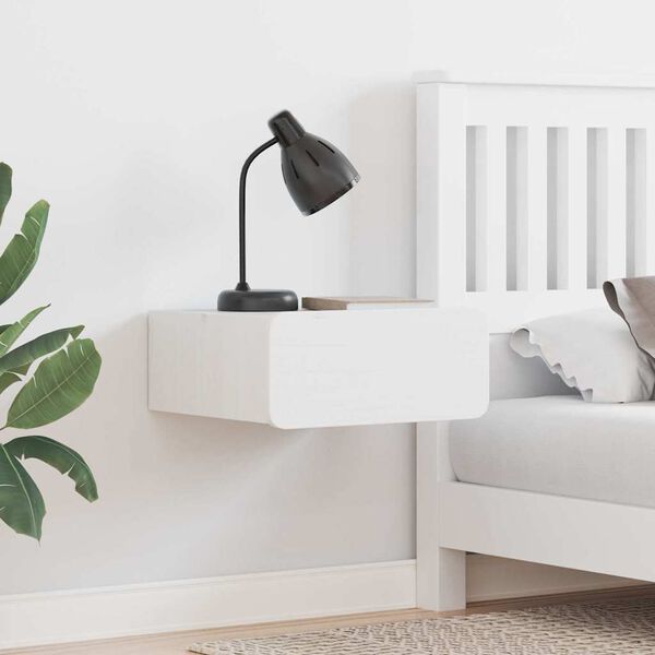 vidaXL Noční stolek Bílá 39 x 34 x 16,5 cm Masivní borovicové dřevo