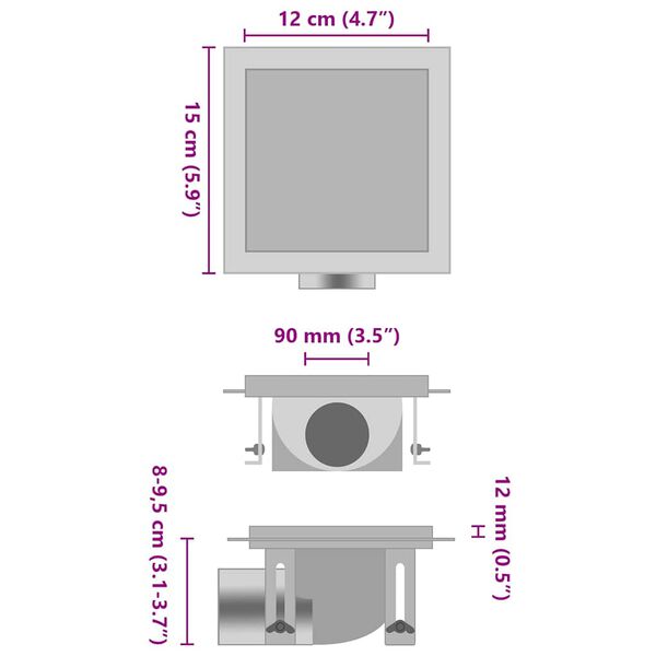 vidaXL Sprchov&yacute; odtok 2v1 vpusť do podlahy a do dlažby 15x15 cm nerez