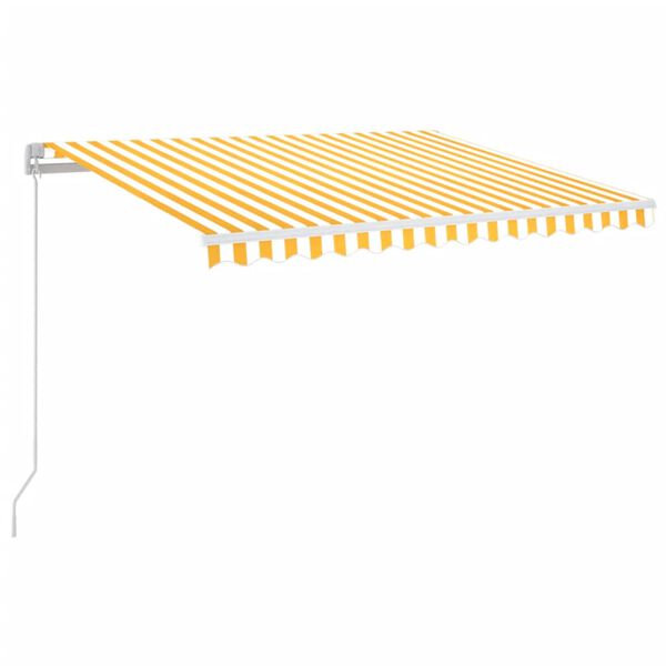vidaXL Ručně zatahovac&iacute; mark&yacute;za s LED světlem 350 x 250 cm žlutob&iacute;l&aacute;