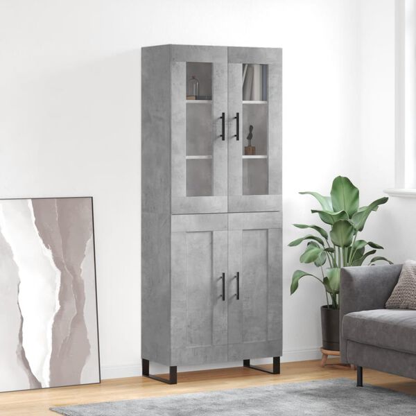 vidaXL Skř&iacute;ň highboard betonově &scaron;ed&aacute; 69,5x34x180 cm kompozitn&iacute; dřevo