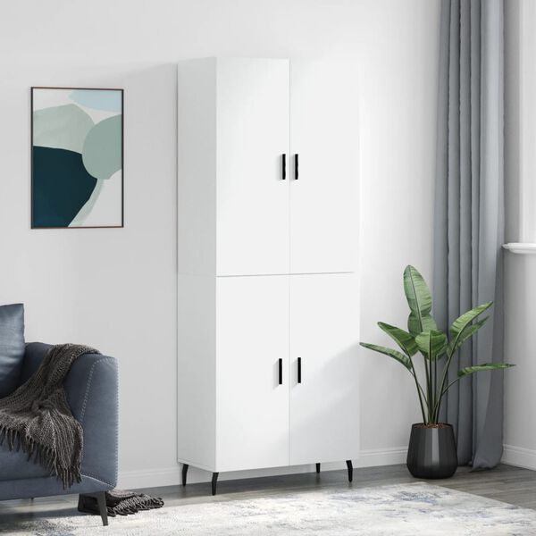 vidaXL Skř&iacute;ň highboard b&iacute;l&aacute; 69,5 x 34 x 180 cm kompozitn&iacute; dřevo