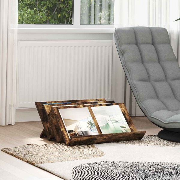 vidaXL Reg&aacute;l na časopisy s polic&iacute; Kouřov&yacute; dub 65 x 53 x 28,5 cm