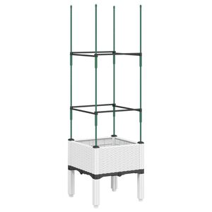 vidaXL Zahradn&iacute; truhl&iacute;k s trel&aacute;ž&iacute; b&iacute;l&yacute; 40 x 40 x 142,5 cm PP