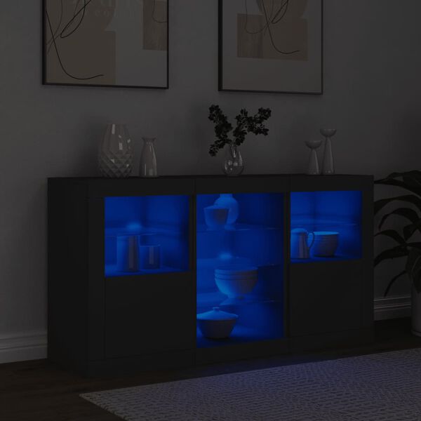 vidaXL Příborník s LED osvětlením černý 123 x 37 x 67 cm