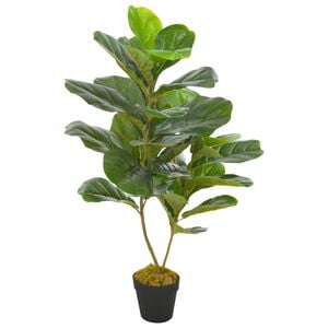 vidaXL Uměl&aacute; rostlina f&iacute;kus lyrov&yacute; s květin&aacute;čem zelen&aacute; 90 cm