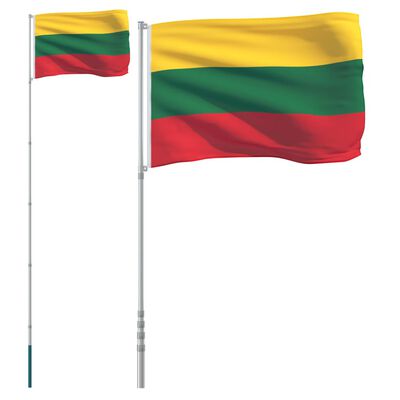 vidaXL Vlajka Litvy a stožár 5,55 m hliník