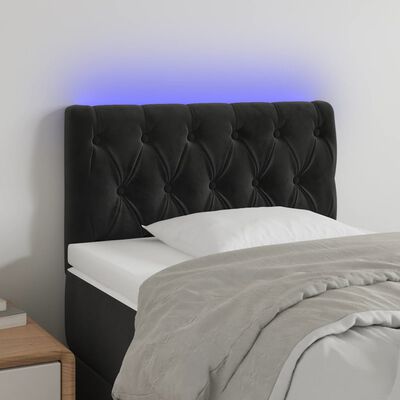 vidaXL Čelo postele s LED černé 80 x 7 x 78/88 cm samet