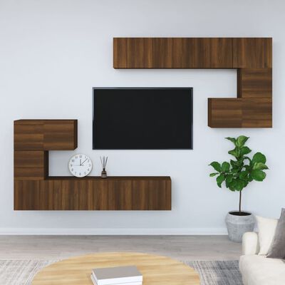 vidaXL Nástěnná TV skříňka hnědý dub kompozitní dřevo