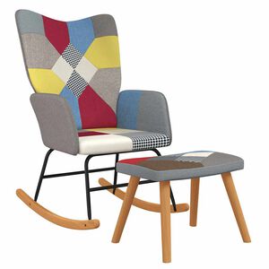 vidaXL Houpac&iacute; křeslo se stoličkou patchwork textil