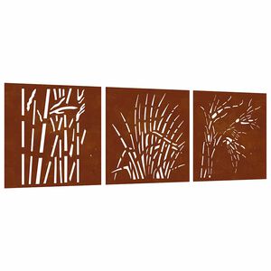 vidaXL Zahradn&iacute; n&aacute;stěnn&eacute; dekorace 3 ks 55 x 55 cm cortenov&aacute; ocel Tr&aacute;va