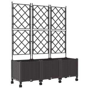 vidaXL Zahradn&iacute; truhl&iacute;k s trel&aacute;ž&iacute; a koly 3 ks Hněd&aacute; 120 x 40 x 149 cm