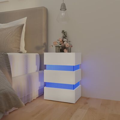 vidaXL Noční stolek s LED bílý 45 x 35 x 67 cm kompozitní dřevo