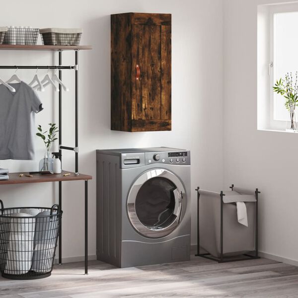 vidaXL N&aacute;stěnn&aacute; skř&iacute;ňka kouřov&yacute; dub 34,5 x 34 x 90 cm kompozitn&iacute; dřevo