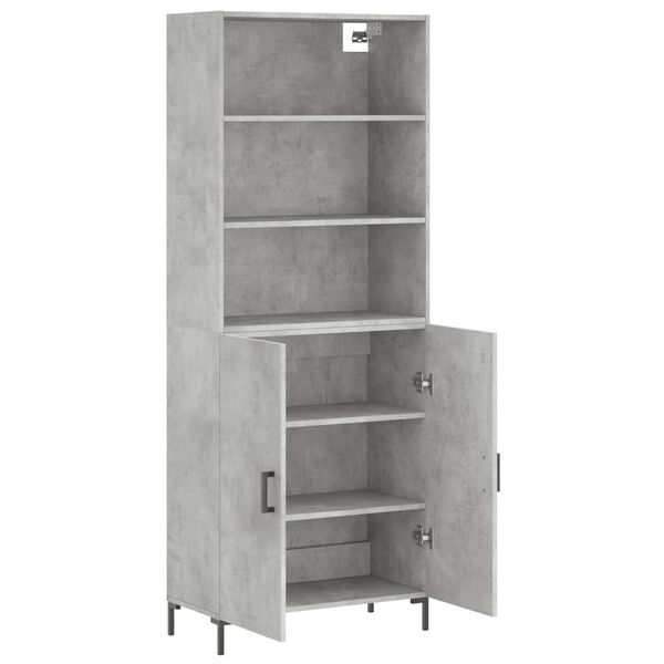vidaXL Skř&iacute;ň highboard betonově &scaron;ed&aacute; 69,5x34x180 cm kompozitn&iacute; dřevo