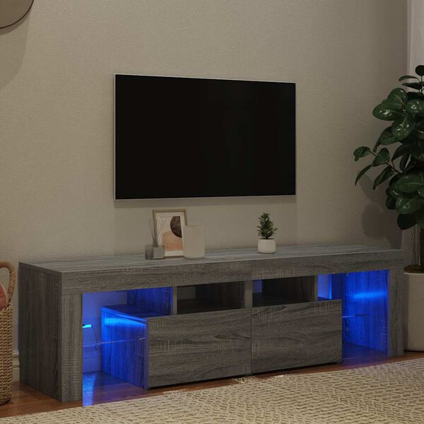vidaXL TV skř&iacute;ňka s LED osvětlen&iacute;m &scaron;ed&aacute; sonoma 140 x 36,5 x 40 cm