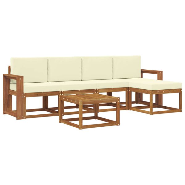 vidaXL Venkovn&iacute; pohovkov&aacute; souprava 6 pcs Přirozen&aacute; a Kr&eacute;mov&aacute;