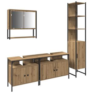 vidaXL Sada koupelnov&eacute;ho n&aacute;bytku 4 ks Artisanov&yacute; dub Kompozitn&iacute; dřevo