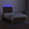 vidaXL Box spring postel s matrac&iacute; a LED tmavě hněd&aacute; 120x190 cm textil