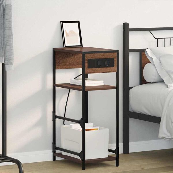 vidaXL Nočn&iacute; skř&iacute;ňka Hněd&yacute; dub 40 x 27 x 76 cm kompozitn&iacute; dřevo