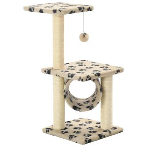 vidaXL &Scaron;krabadlo pro kočky sisalov&eacute; sloupky 65 cm b&eacute;žov&eacute; s potiskem