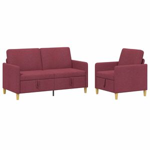vidaXL Sedačka se storage 2 ks V&iacute;no Červen&eacute; Polyester
