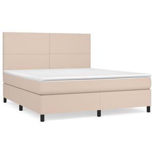 vidaXL Box spring postel s matrac&iacute; cappuccino 160x200 cm uměl&aacute; kůže