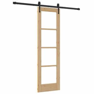 vidaXL Posuvn&eacute; dveře 61 x 198,5 cm Masivn&iacute; borov&eacute; dřevo a sklo