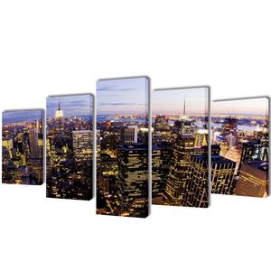 Sada obrazů, tisk na pl&aacute;tně, panor&aacute;ma New Yorku, 200 x 100 cm
