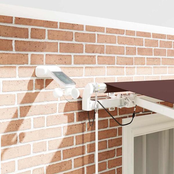 vidaXL Automatick&aacute; zatahovac&iacute; mark&yacute;za s LED hněd&aacute; 300 x 250 cm