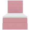 vidaXL Postel s &uacute;ložn&yacute;m prostorem a matrac&iacute; Růžov&aacute; 90 x 190 cm samet