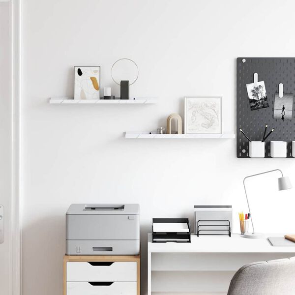 vidaXL N&aacute;stěnn&aacute; polička s polic&iacute; 2 pcs B&iacute;l&yacute; mramor 60 x 9 x 3 cm