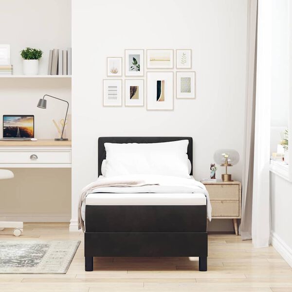 vidaXL LED box pružinov&aacute; postel s matrac&iacute; Čern&aacute; 80 x 200 cm samet