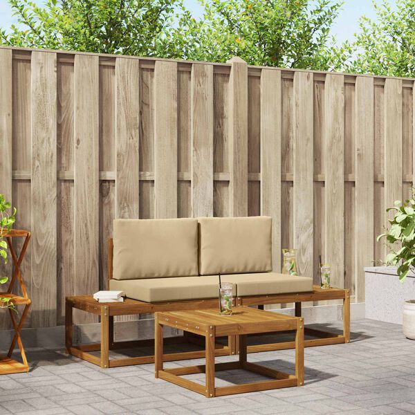 vidaXL Venkovn&iacute; pohovkov&aacute; souprava s pol&scaron;t&aacute;řem 3 pcs Př&iacute;rodn&iacute;