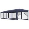 vidaXL Party stan s 10 s&iacute;ťovan&yacute;mi bočnicemi modr&yacute; 3 x 12 m HDPE